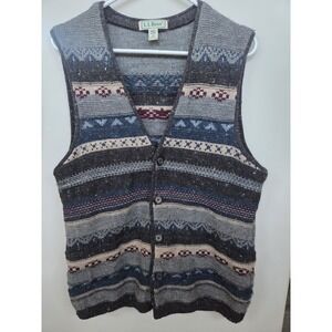 Vintage LL Bean Mens Wool Sweater Size S Vest Fair Isle Fisherman Grandpacore